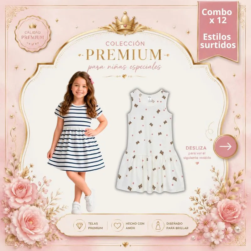 Combo de 12 vestidos para niña