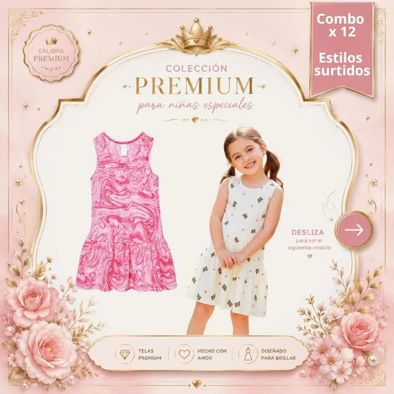 Combo de 12 vestidos para niña