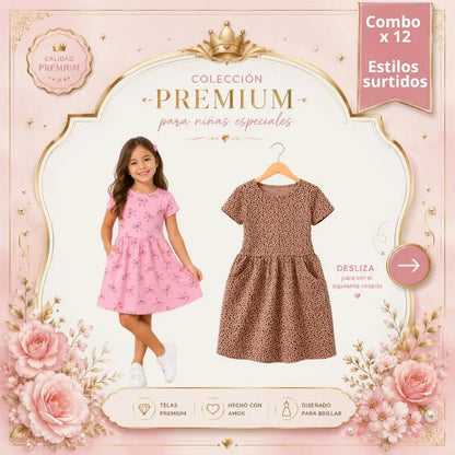 Combo de 12 vestidos para niña