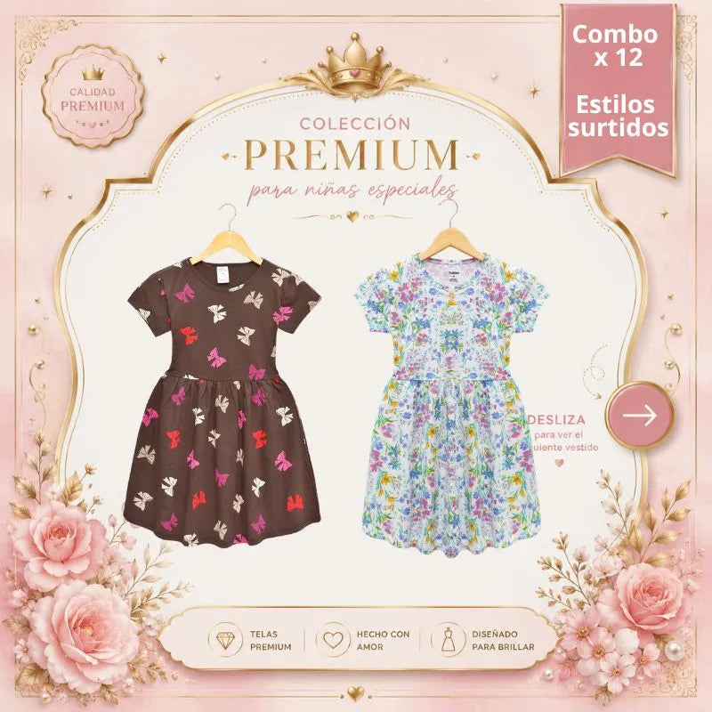 Combo de 12 vestidos para niña