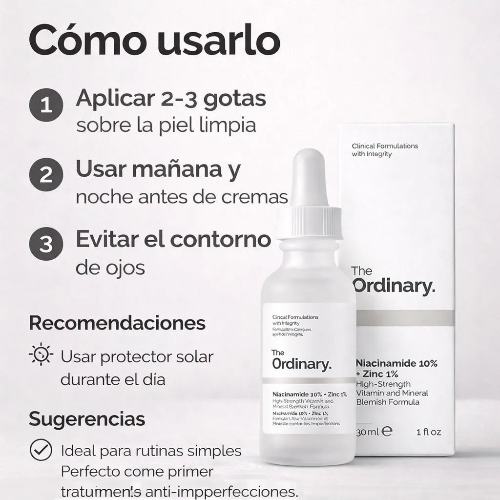 Piel sin imperfecciones con The Ordinary Niacinamide 10% + Zinc 1%