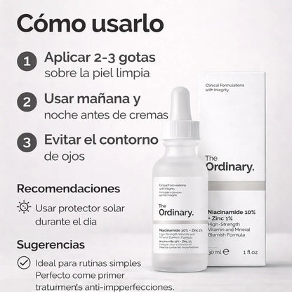 Piel sin imperfecciones con The Ordinary Niacinamide 10% + Zinc 1%