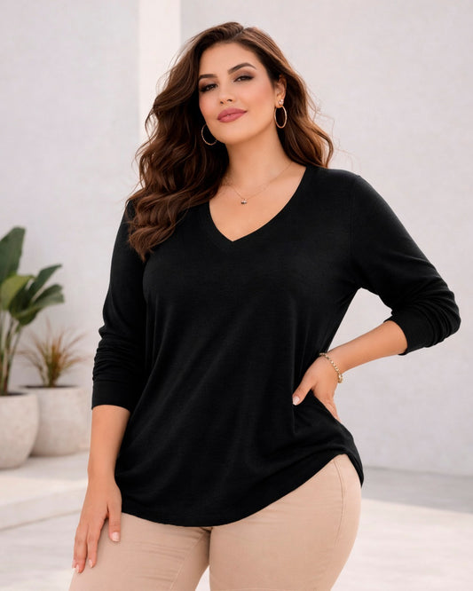 Blusa Terra sky manga larga cuello V